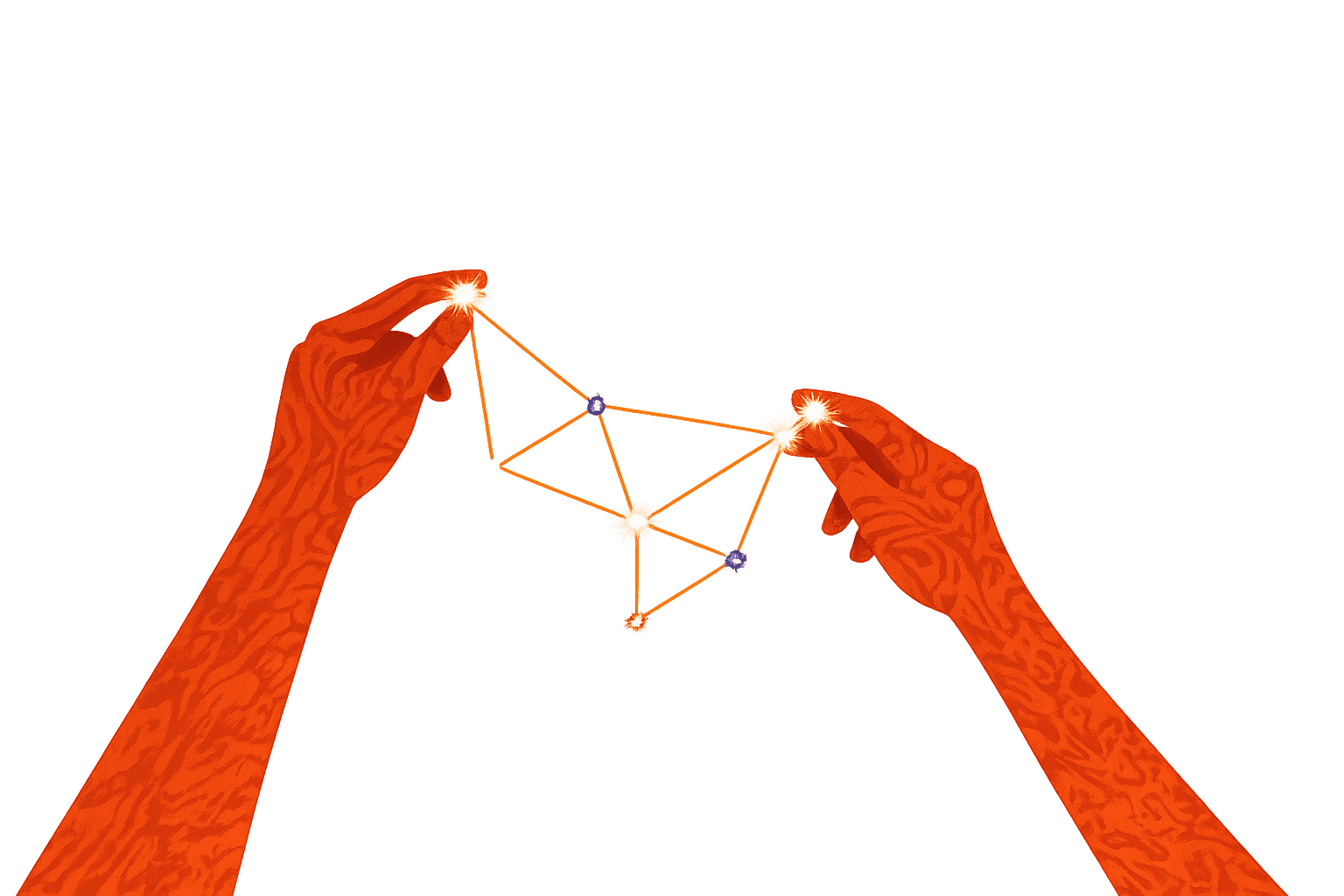 Hands building constellation